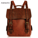 Brown Leather Backpack - Single Pocket